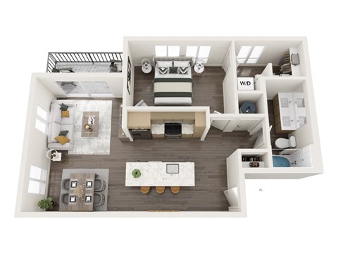 Floor plan for 1 bed, 1 bath, 781 sqft